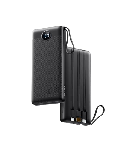 VRURC Powerbank 20000mAh mit Kabel USB C...