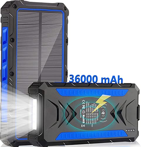 Power Bank, 36000mAh Solar Powerbank 3A USB C...