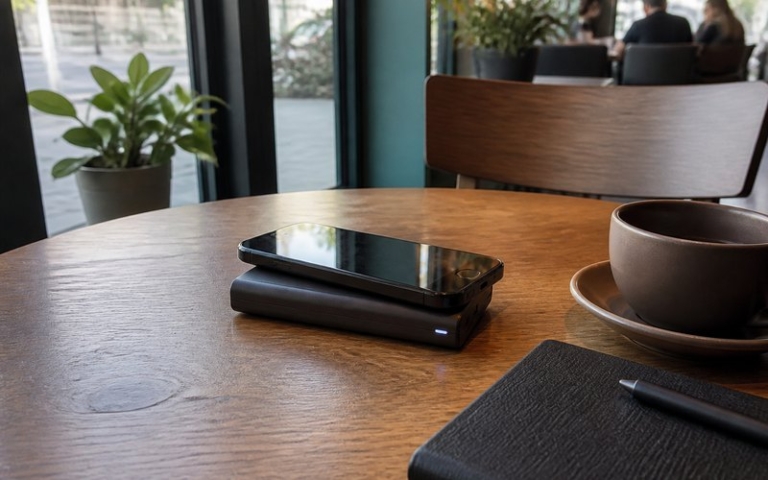 Powerbank lädt Smartphone kabellos